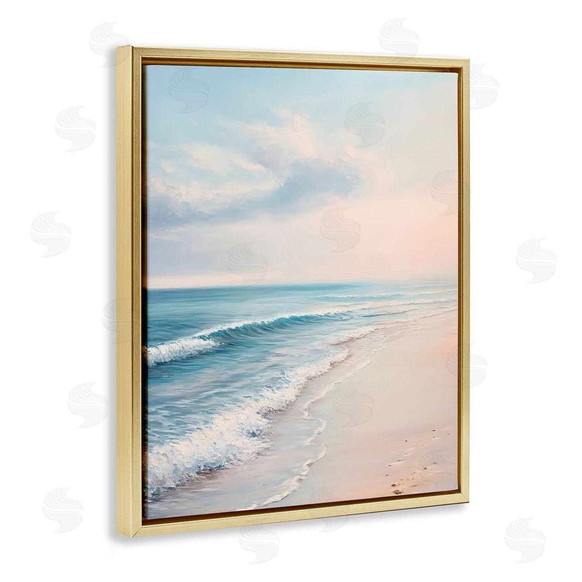Serene Sands at Sunset Gold Floating Frame Canvas Wall Art, Home Decor by Franklyn Gregory