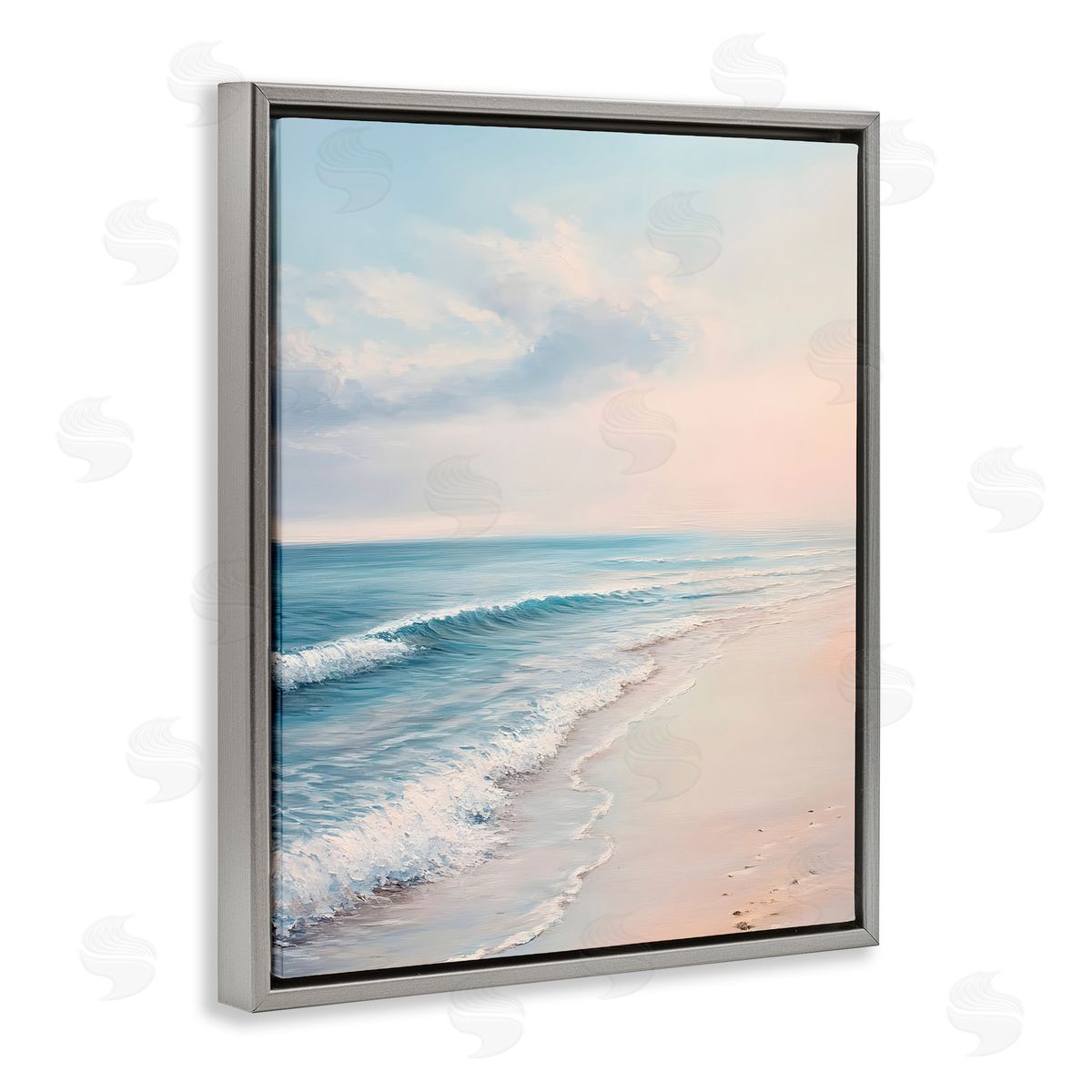 Serene Sands at Sunset Grey Floating Frame Canvas Wall Art, Home Decor by Franklyn Gregory