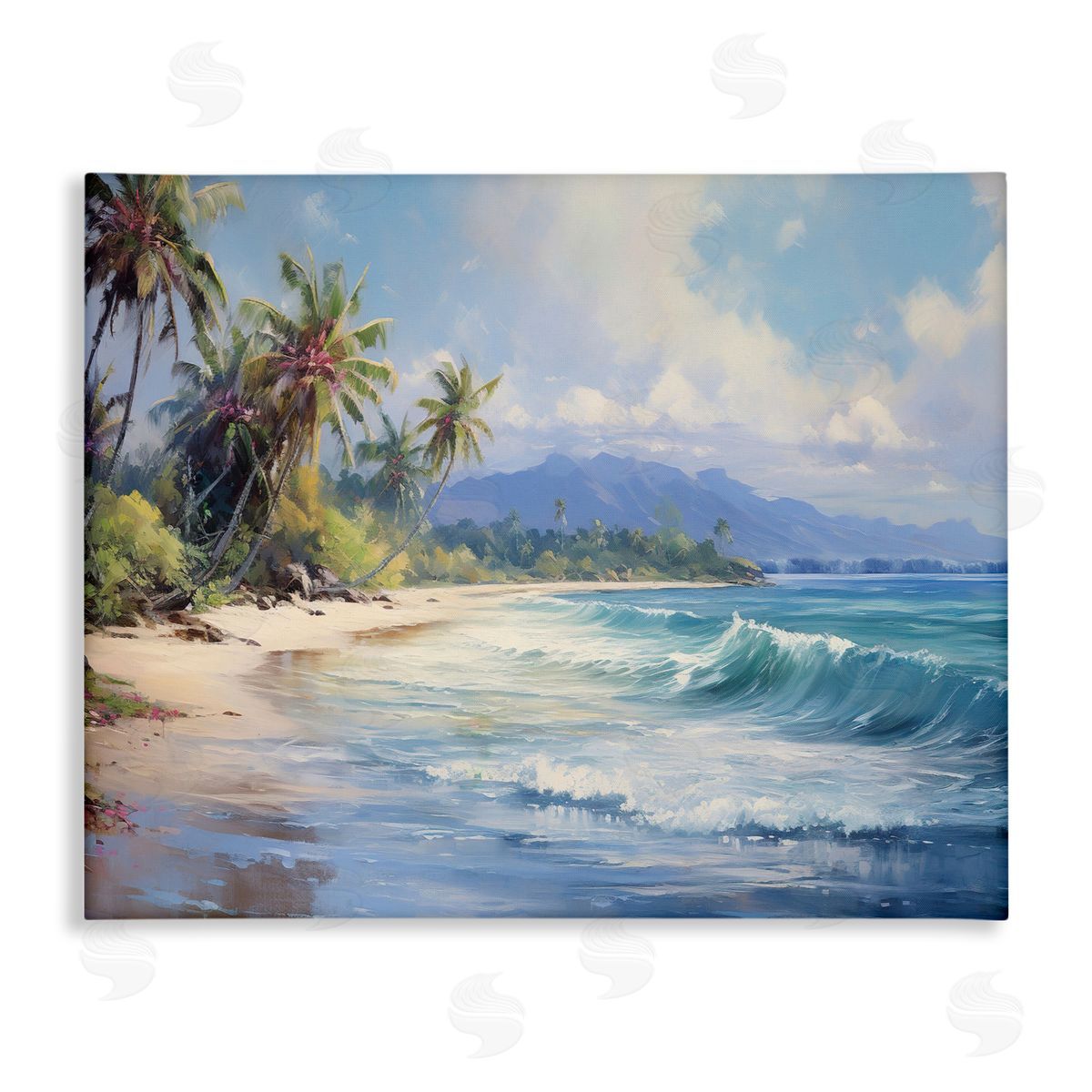 Tropical Coast with Rolling Waves Canvas Wall Art, Home Decor by Franklyn Gregory