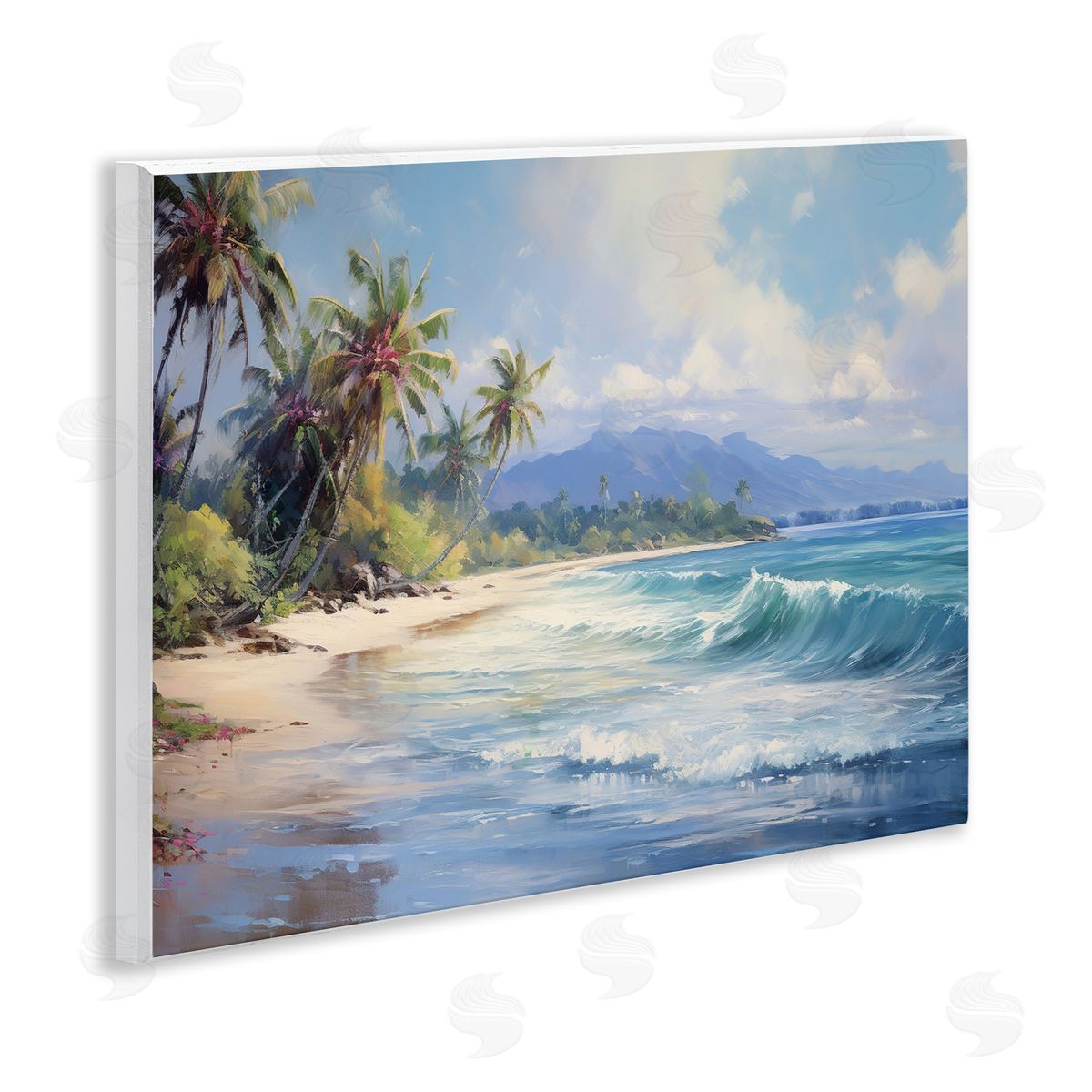 Tropical Coast with Rolling Waves Wood Plaque Wall Art, Home Decor by Franklyn Gregory