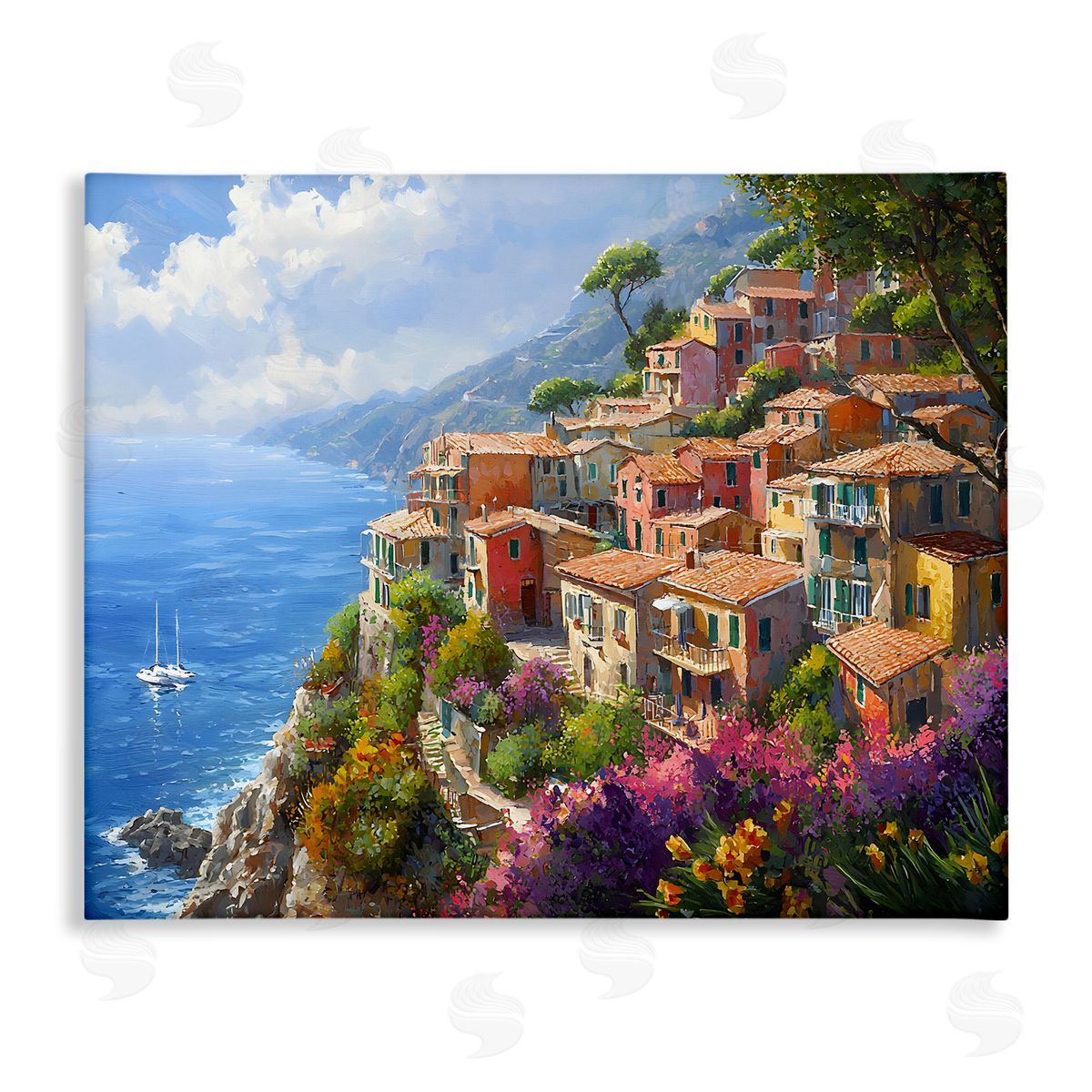 Coastal Seaside Village View Canvas Wall Art, Home Decor by Franklyn Gregory