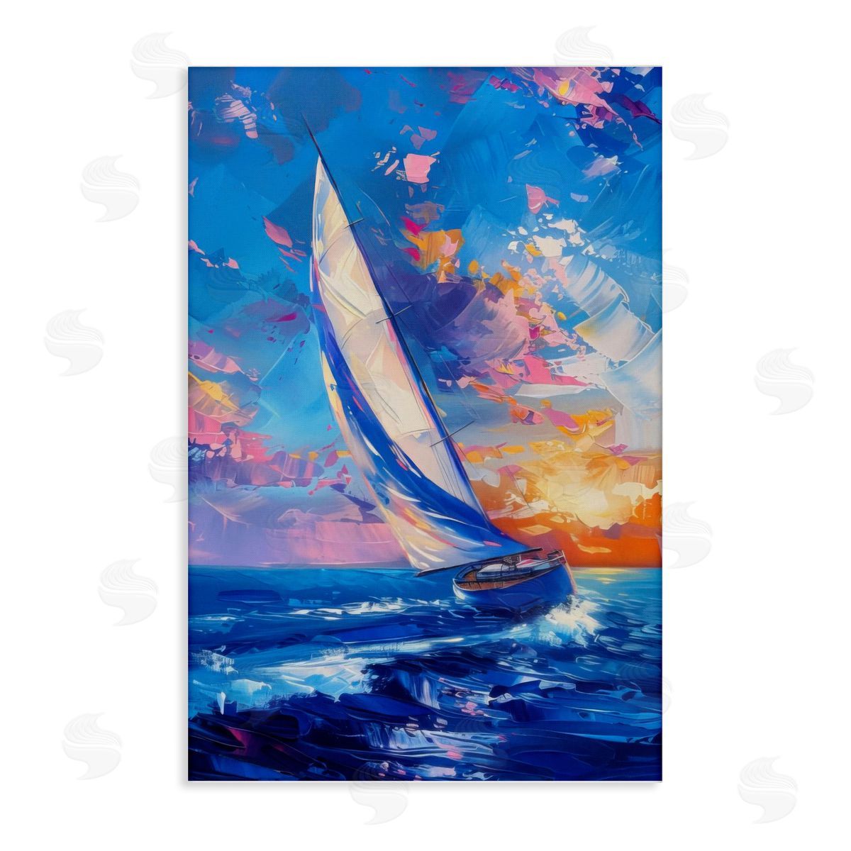 Abstract Boat at Sunset Canvas Wall Art, Home Decor by LSR Design Studio