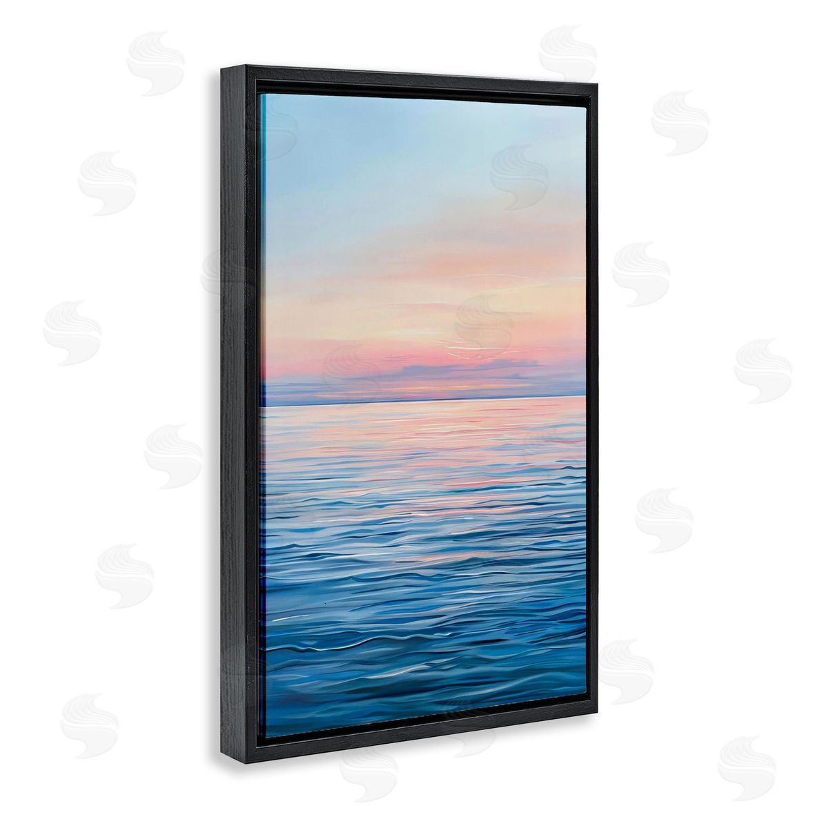 Sunrise over Ocean Gradient Black Floating Frame Canvas Wall Art, Home Decor by LSR Design Studio