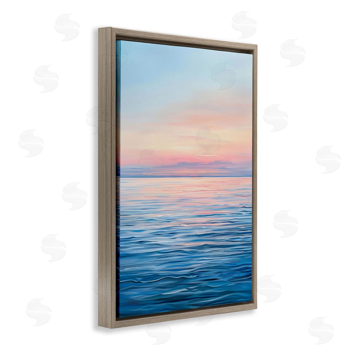 Sunrise over Ocean Gradient Brown Floating Frame Canvas Wall Art, Home Decor by LSR Design Studio