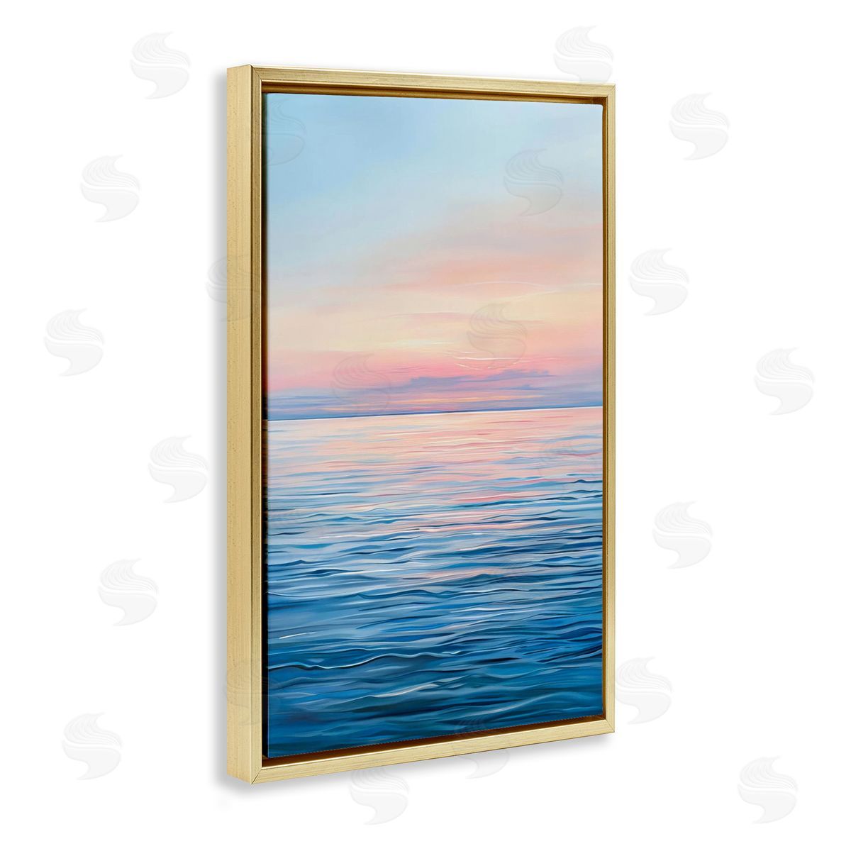 Sunrise over Ocean Gradient Gold Floating Frame Canvas Wall Art, Home Decor by LSR Design Studio