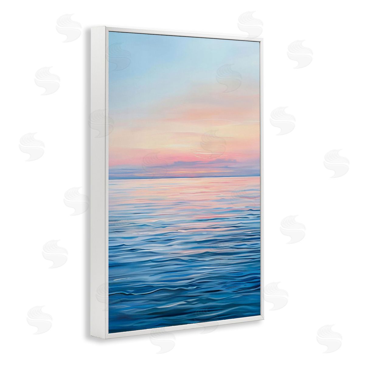 Sunrise over Ocean Gradient White Frame Print Wall Art, Home Decor by LSR Design Studio