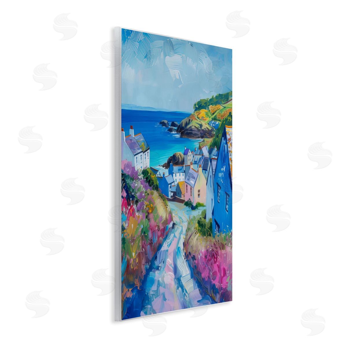 Seaside Town Overlook Wood Plaque Wall Art, Home Decor by LSR Design Studio