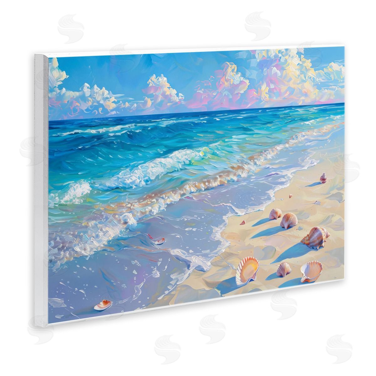 Seashells Along Sea Shore Wood Plaque Wall Art, Home Decor by LSR Design Studio