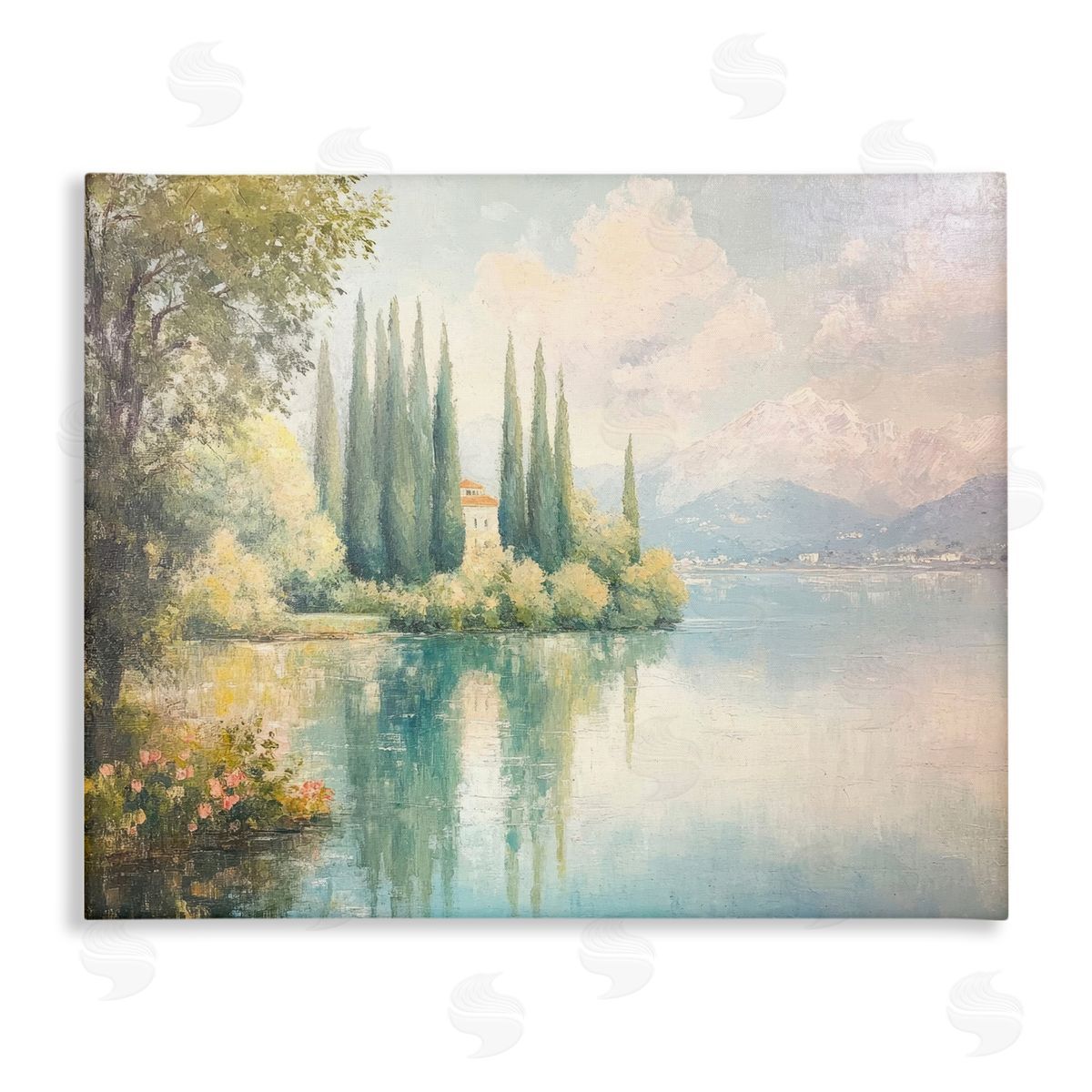 Lakeside Mansion View Canvas Wall Art, Home Decor by Petal Prints Design