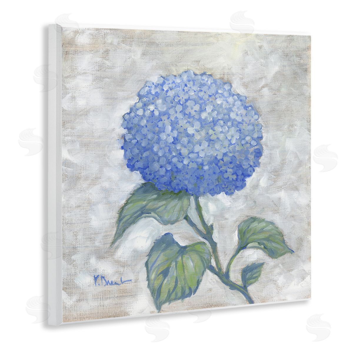 Round Blue Country Hydrangea Wood Plaque Wall Art, Home Decor by Paul Brent