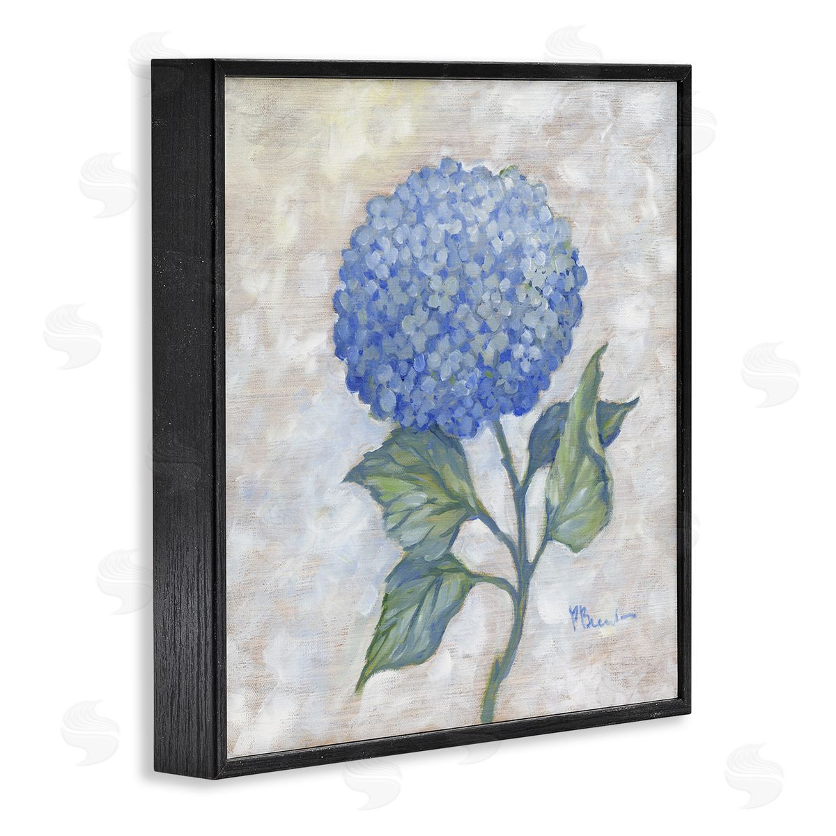 Traditional Blue Hydrangea Bloom Black Frame Print Wall Art, Home Decor by Paul Brent
