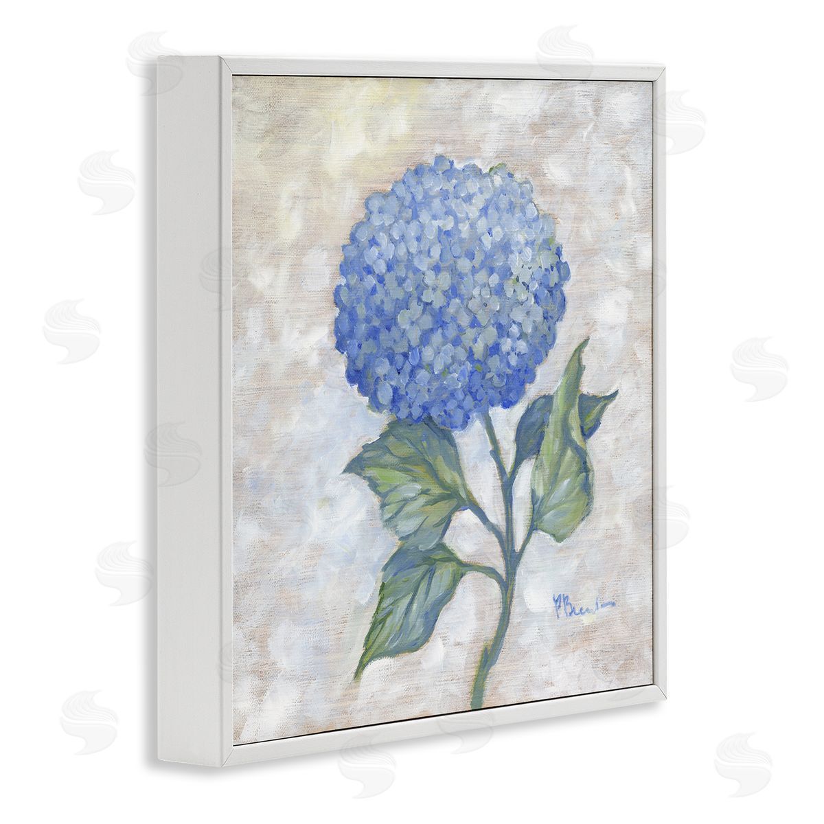 Traditional Blue Hydrangea Bloom White Frame Print Wall Art, Home Decor by Paul Brent