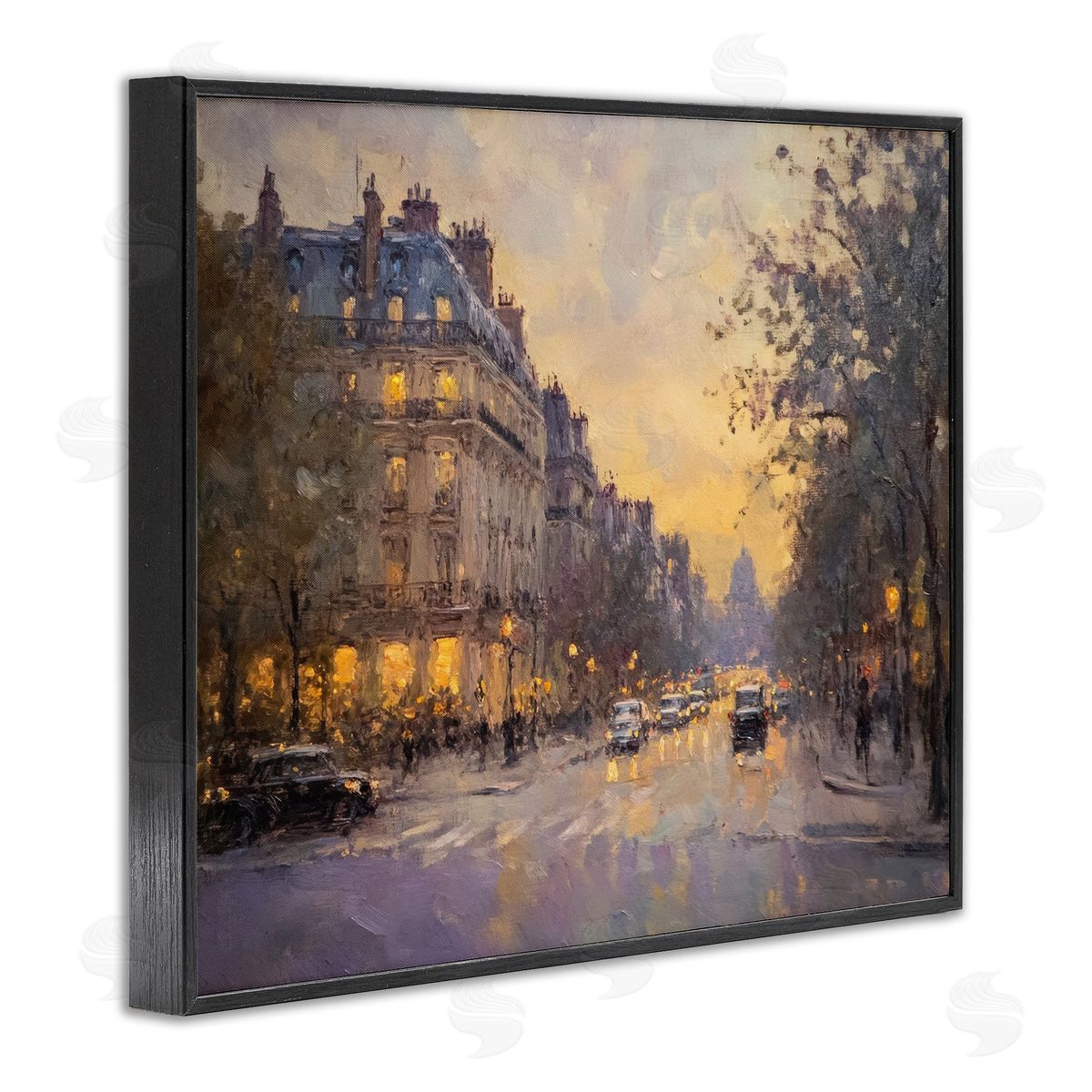 Vintage City Street View Black Frame Print Wall Art, Home Decor by Petal Prints Design