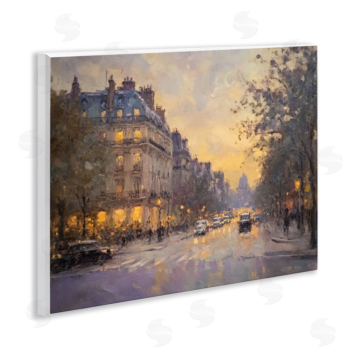 Vintage City Street View Wood Plaque Wall Art, Home Decor by Petal Prints Design