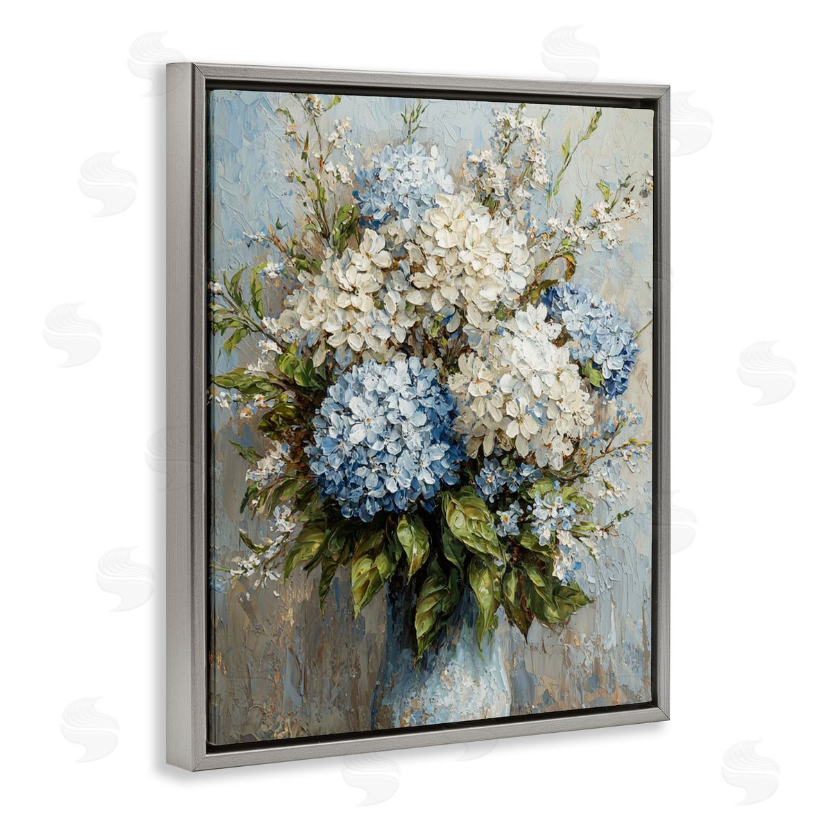 Muted Classic Hydrangeas Grey Floating Frame Canvas Wall Art, Home Decor by Franklyn Gregory