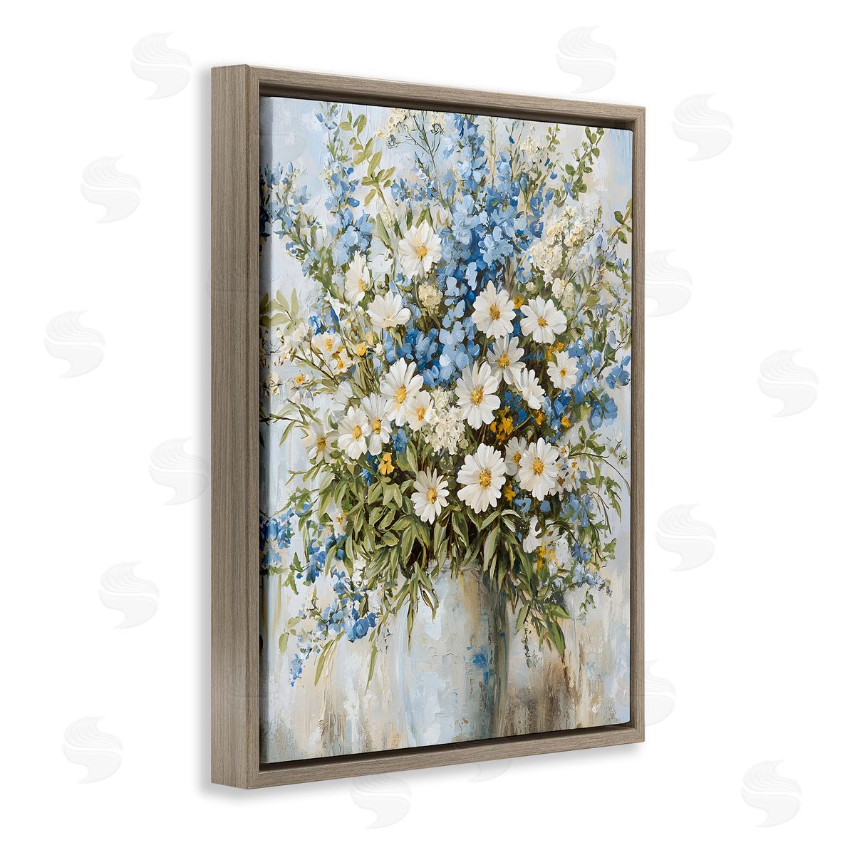 Heritage Style Bouquet Brown Floating Frame Canvas Wall Art, Home Decor by Franklyn Gregory