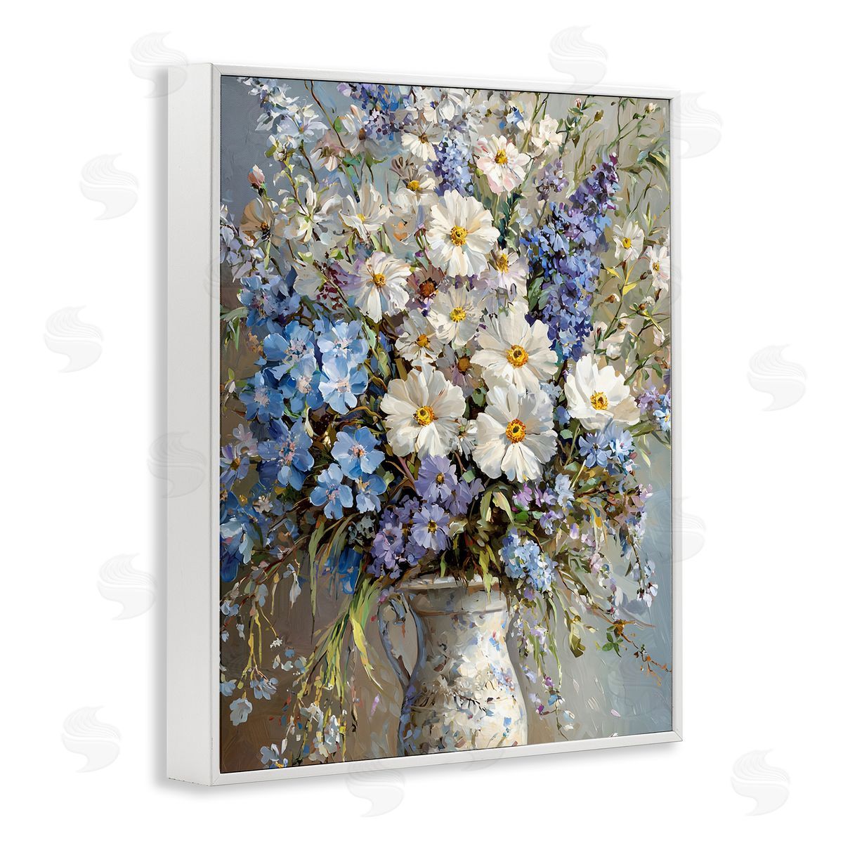Flowers in Chinoiserie Vase White Frame Print Wall Art, Home Decor by Franklyn Gregory