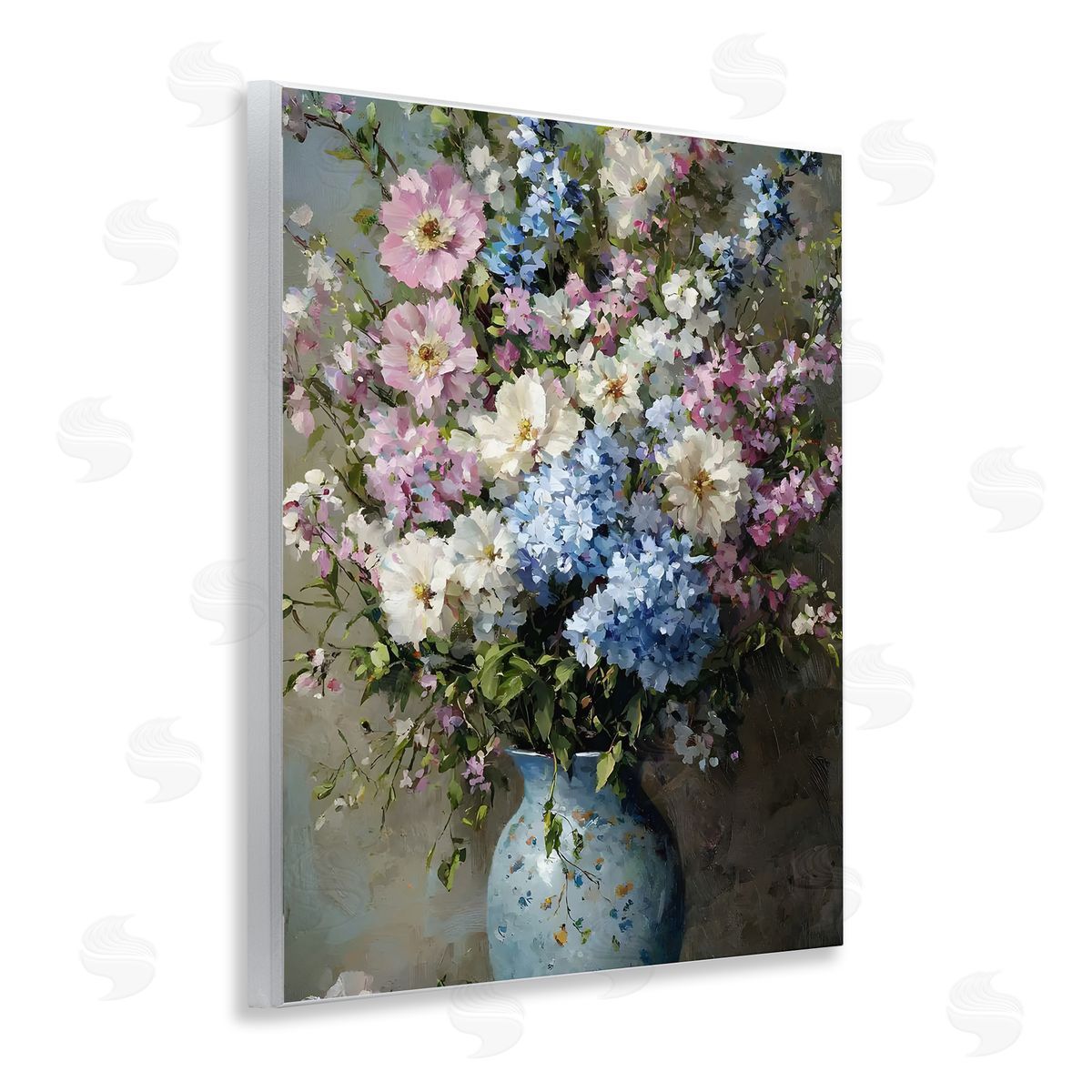 Traditional Cool Tone Bouquet Wood Plaque Wall Art, Home Decor by Franklyn Gregory