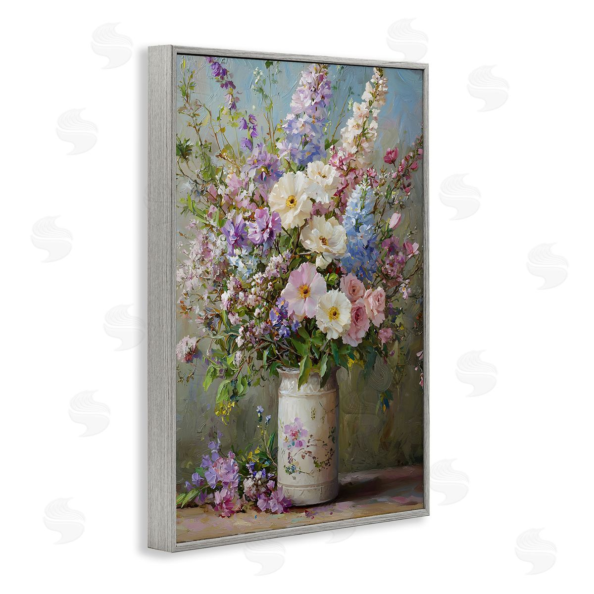 Flowers in Southern Country Vase Grey Frame Print Wall Art, Home Decor by Franklyn Gregory