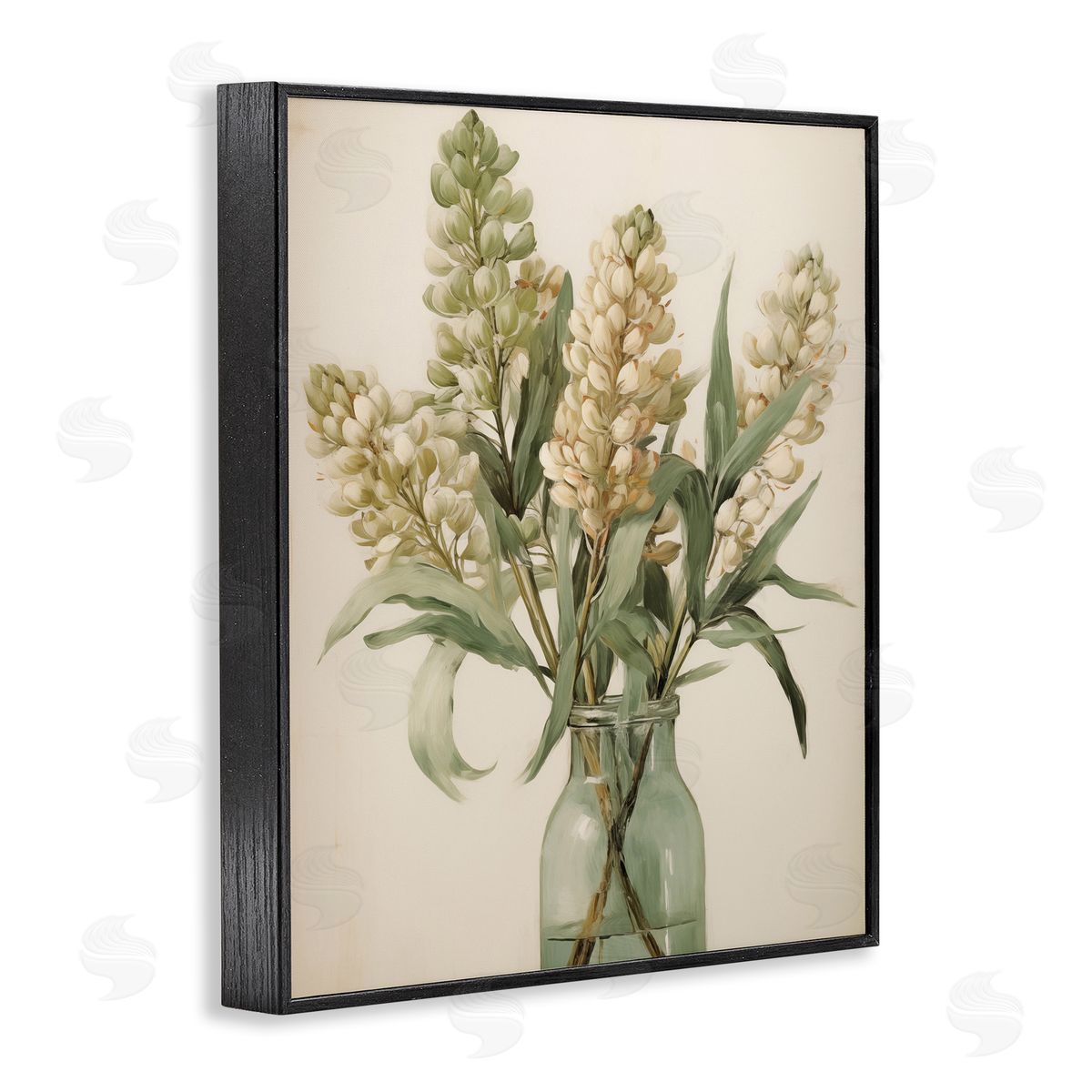Country Botanicals in Green Jar Black Frame Print Wall Art, Home Decor by Arlington Prints