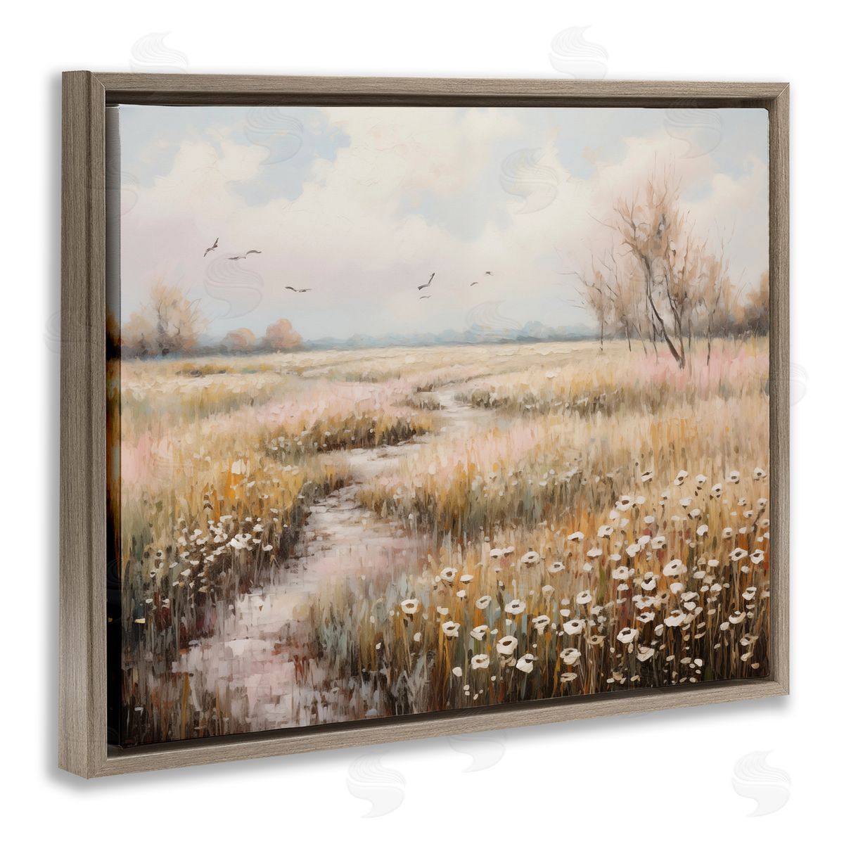 Wildflowers by Rural Path Brown Floating Frame Canvas Wall Art, Home Decor by Arlington Prints