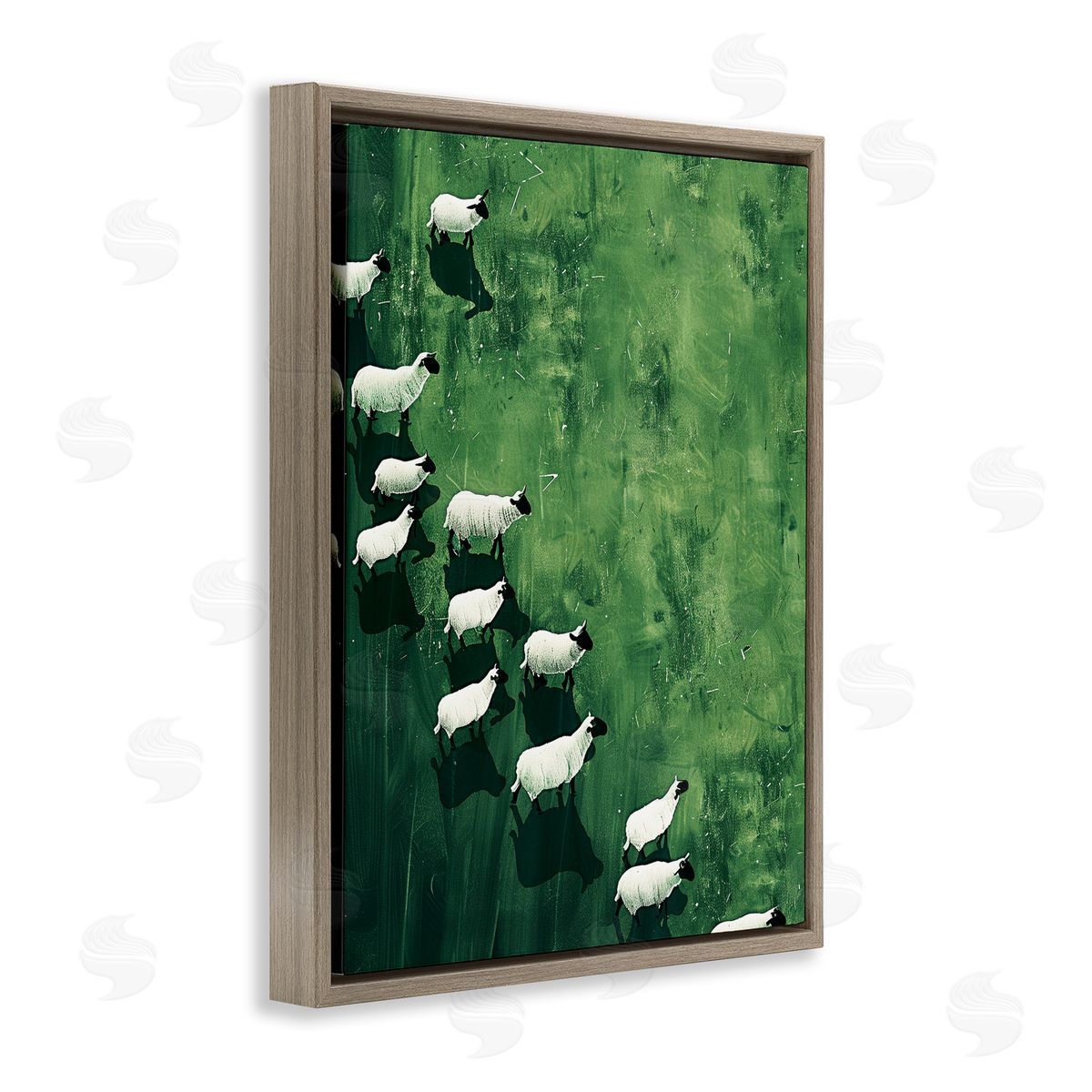Wandering Sheep Abstraction Brown Floating Frame Canvas Wall Art, Home Decor by Arlington Prints