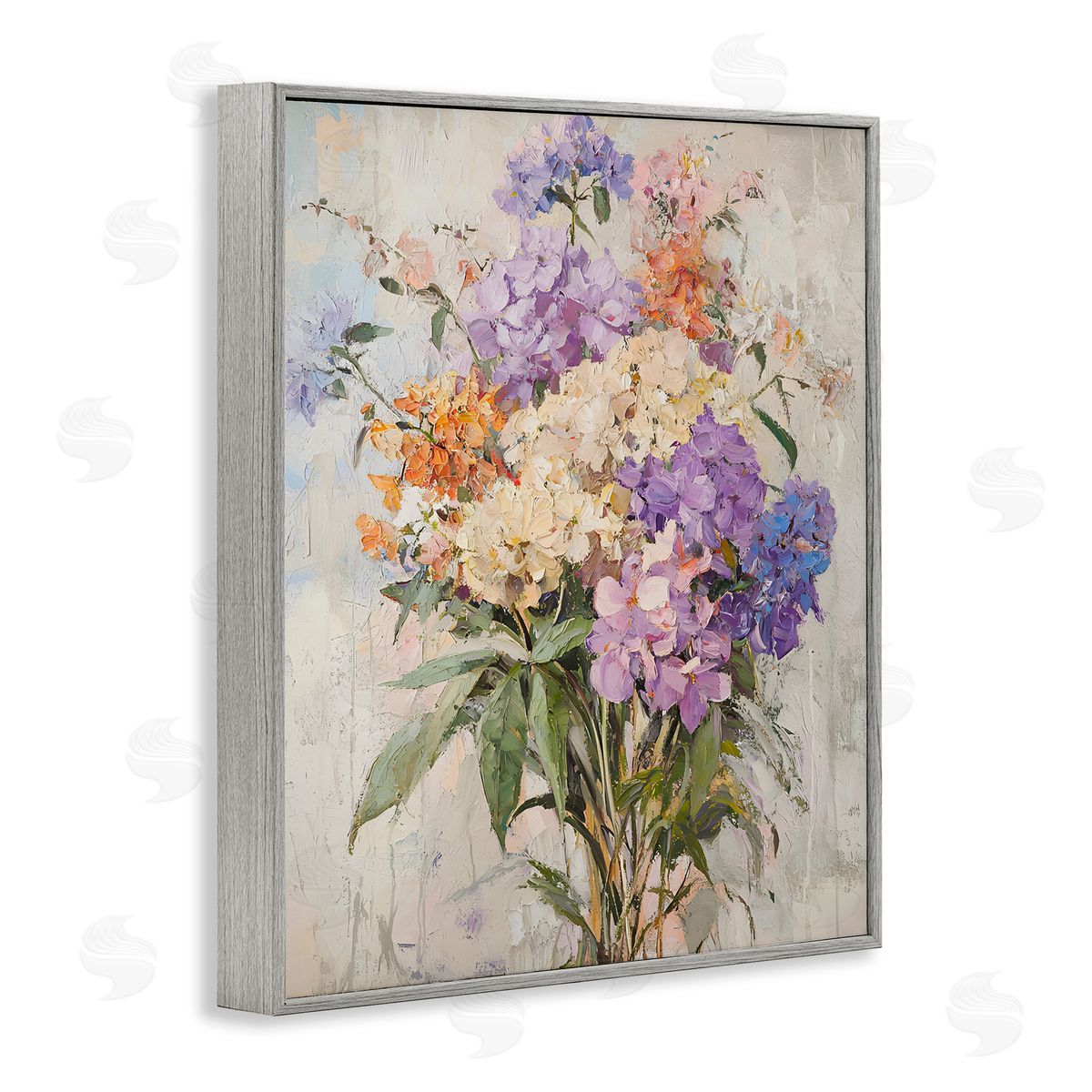 Abstract Hydrangea Clusters Grey Frame Print Wall Art, Home Decor by Franklyn Gregory
