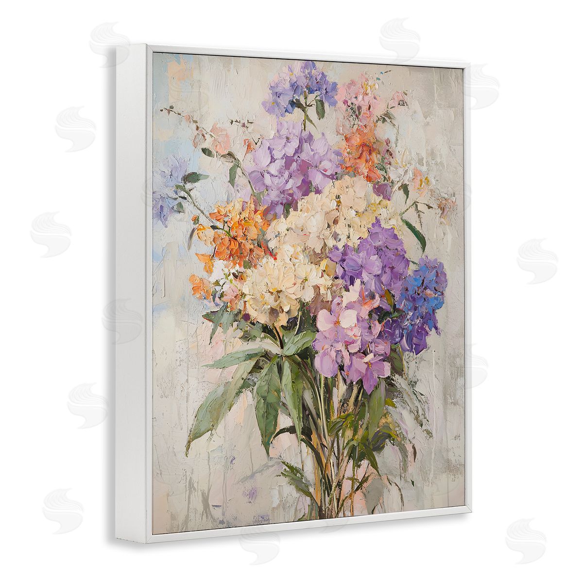 Abstract Hydrangea Clusters White Frame Print Wall Art, Home Decor by Franklyn Gregory