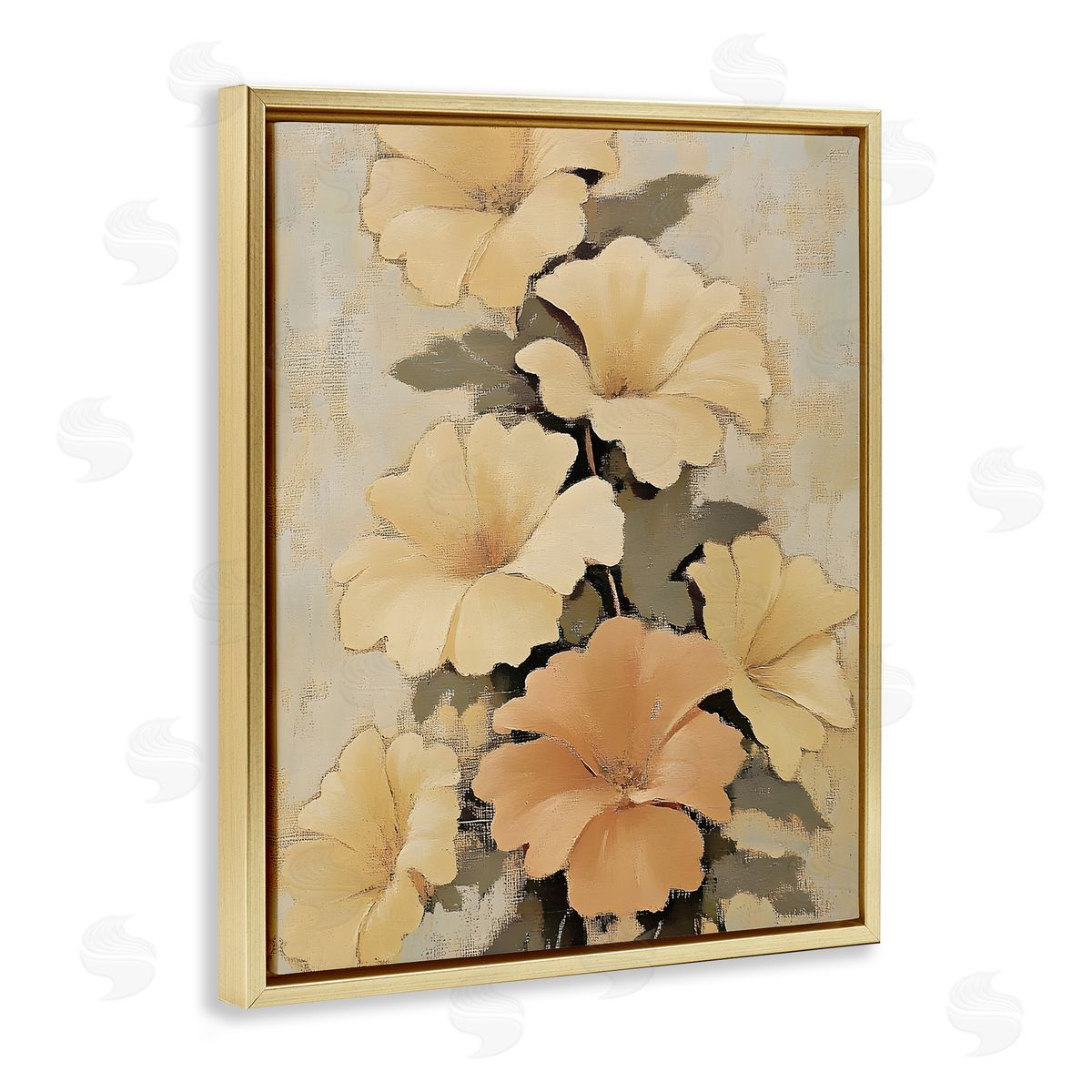 Muted Vintage Daffodils Gold Floating Frame Canvas Wall Art, Home Decor by Franklyn Gregory