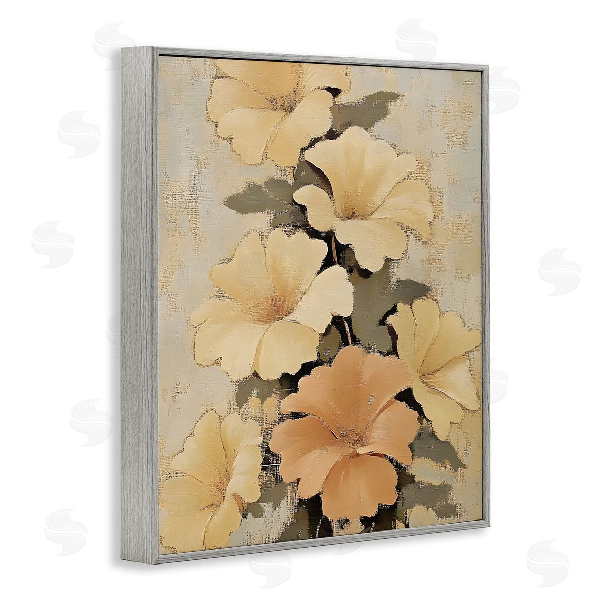 Muted Vintage Daffodils Grey Frame Print Wall Art, Home Decor by Franklyn Gregory