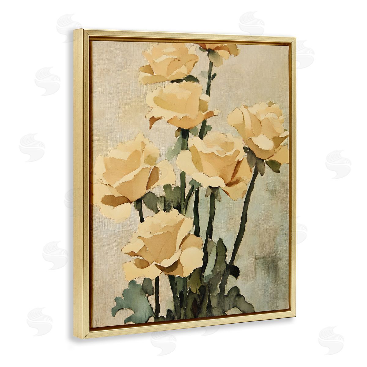 Vintage Roses Bundle Gold Floating Frame Canvas Wall Art, Home Decor by Franklyn Gregory