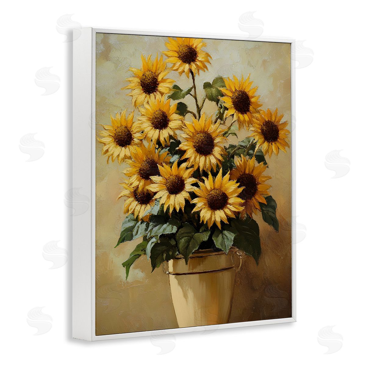 Sunny Sunflowers Arrangement White Frame Print Wall Art, Home Decor by Franklyn Gregory