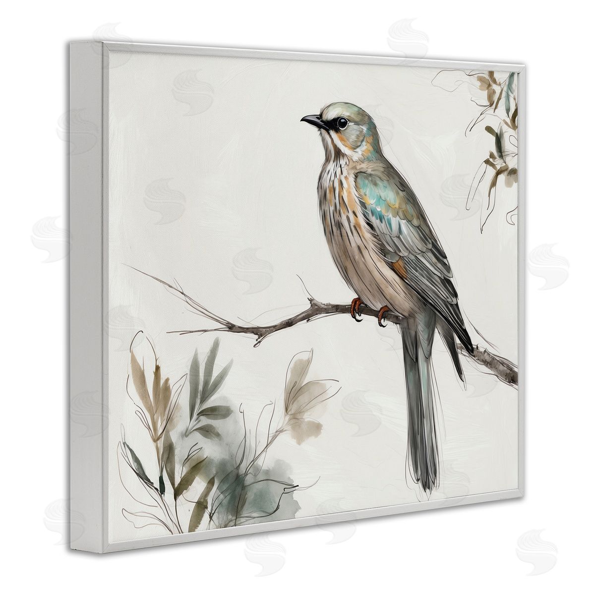 Stoic Bird Wildlife Study White Frame Print Wall Art, Home Decor by LSR Creative Studio