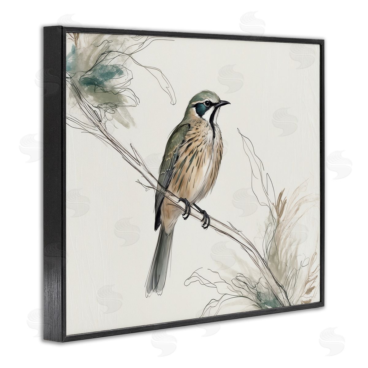 Illustrated Wildlife Bird Black Frame Print Wall Art, Home Decor by LSR Creative Studio