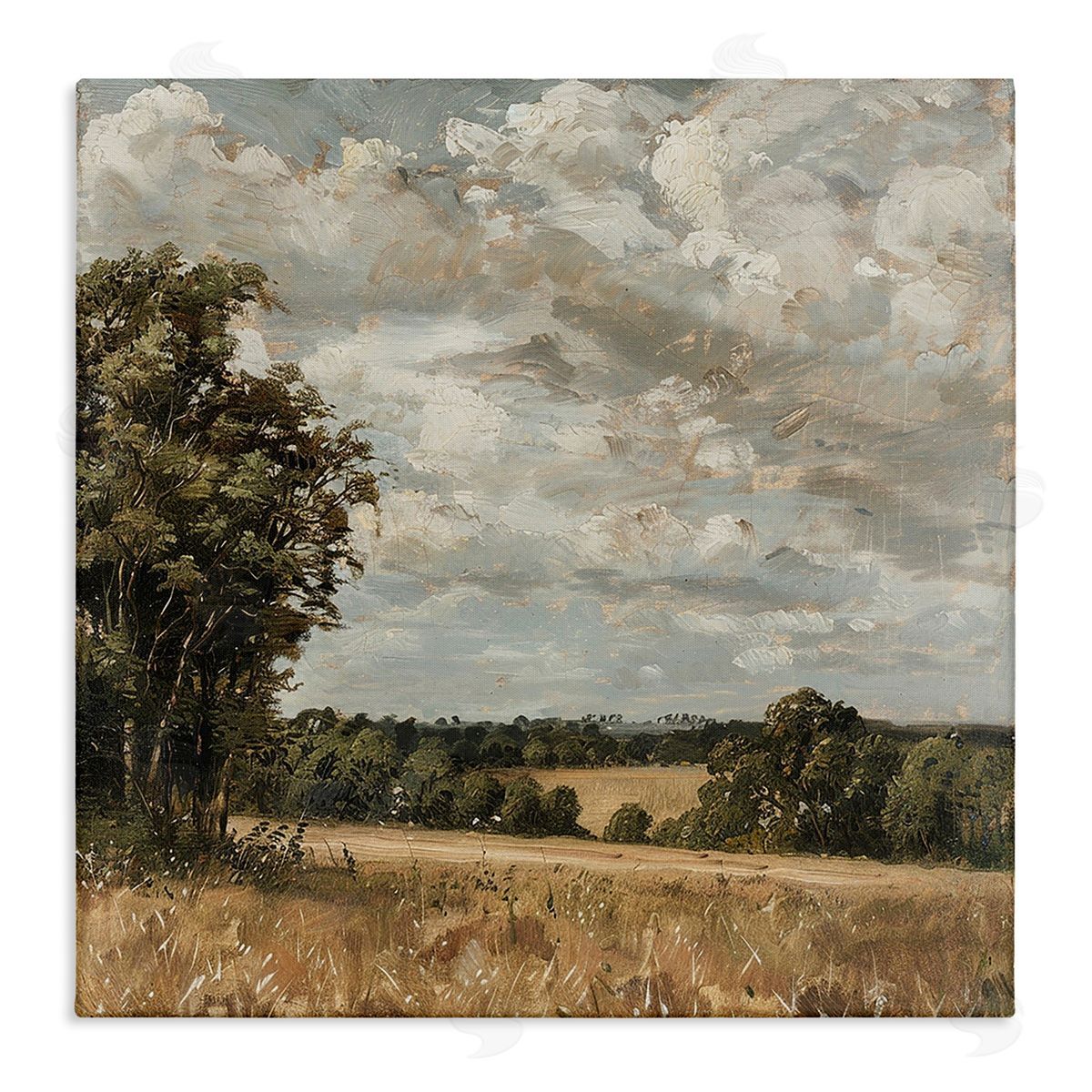 Clouds Over Country Scenery Canvas Wall Art, Home Decor by LSR Creative Studio