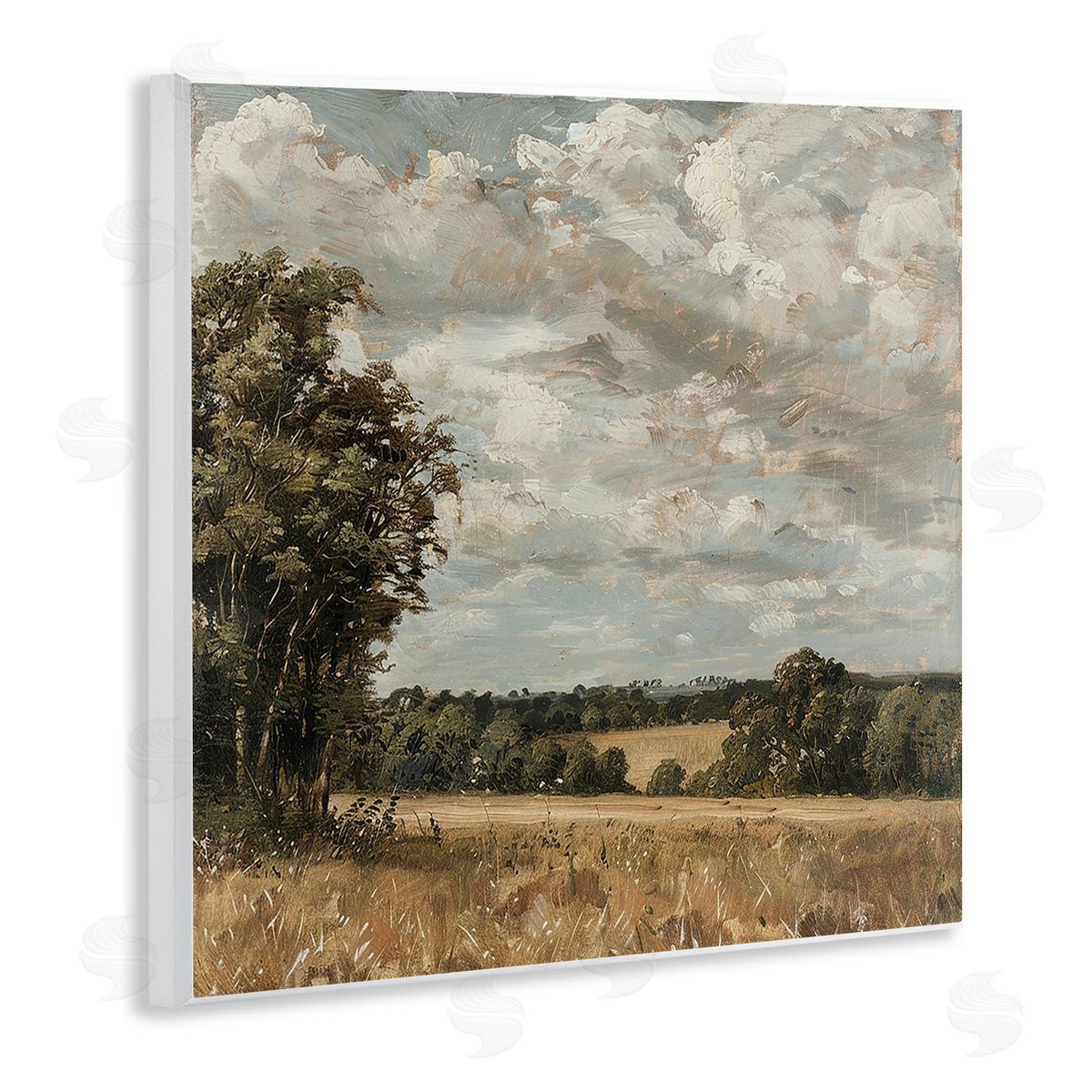Clouds Over Country Scenery Wood Plaque Wall Art, Home Decor by LSR Creative Studio