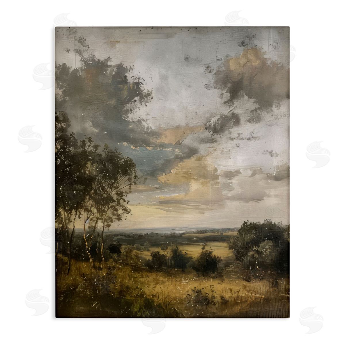 Rural Meadow at Dawn Canvas Wall Art, Home Decor by LSR Creative Studio
