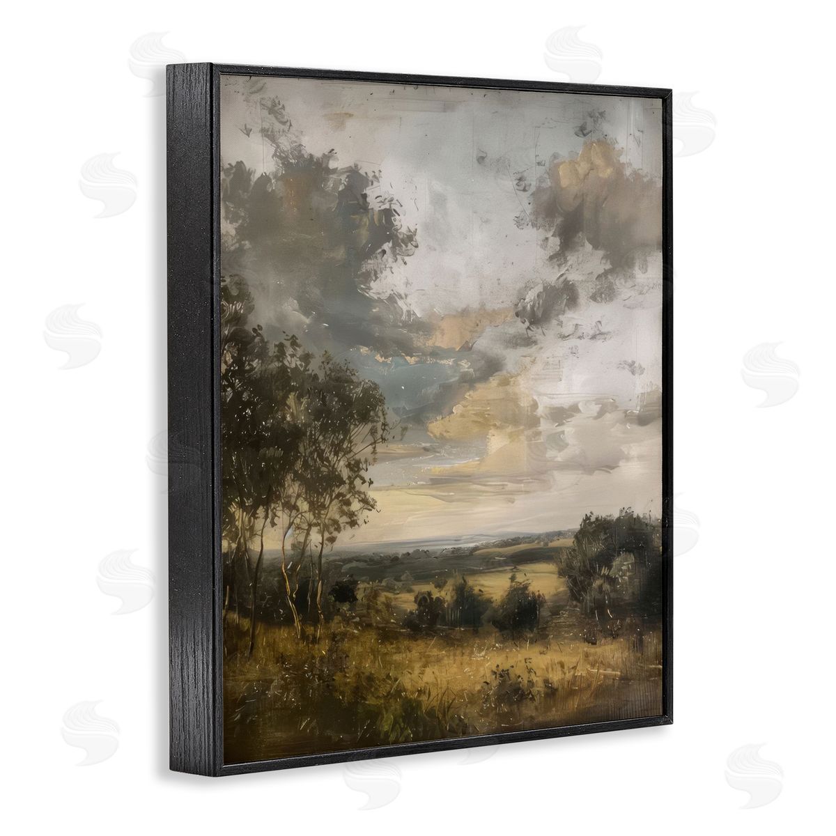 Rural Meadow at Dawn Black Frame Print Wall Art, Home Decor by LSR Creative Studio
