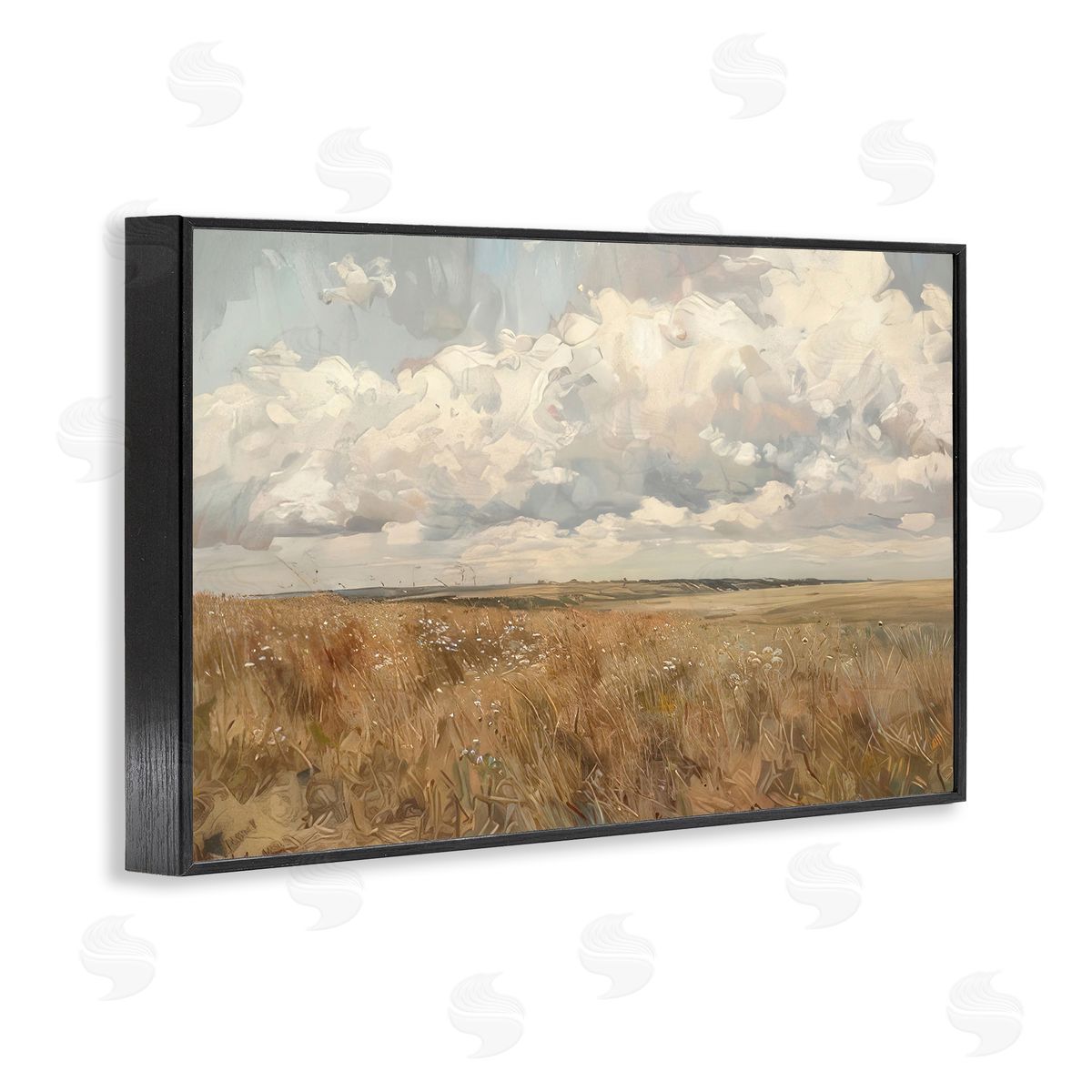 Wide Open Farm Field Black Frame Print Wall Art, Home Decor by LSR Creative Studio