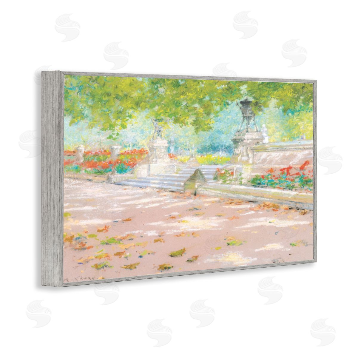 Summer Sunlight in Park Grey Frame Print Wall Art, Home Decor by LSR Design Studio