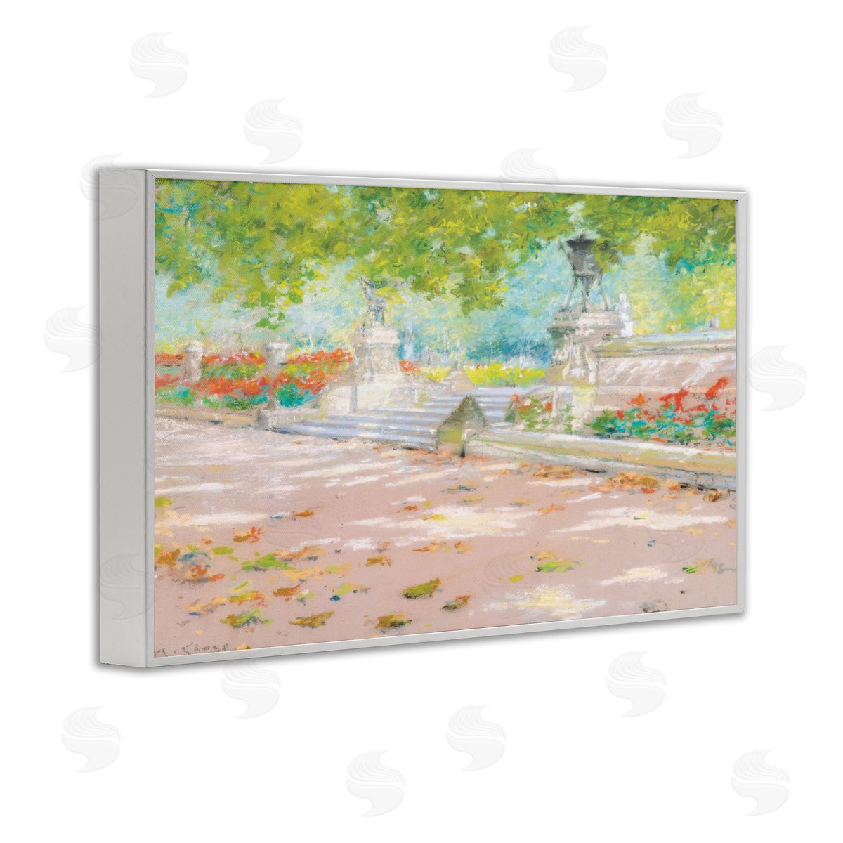 Summer Sunlight in Park White Frame Print Wall Art, Home Decor by LSR Design Studio