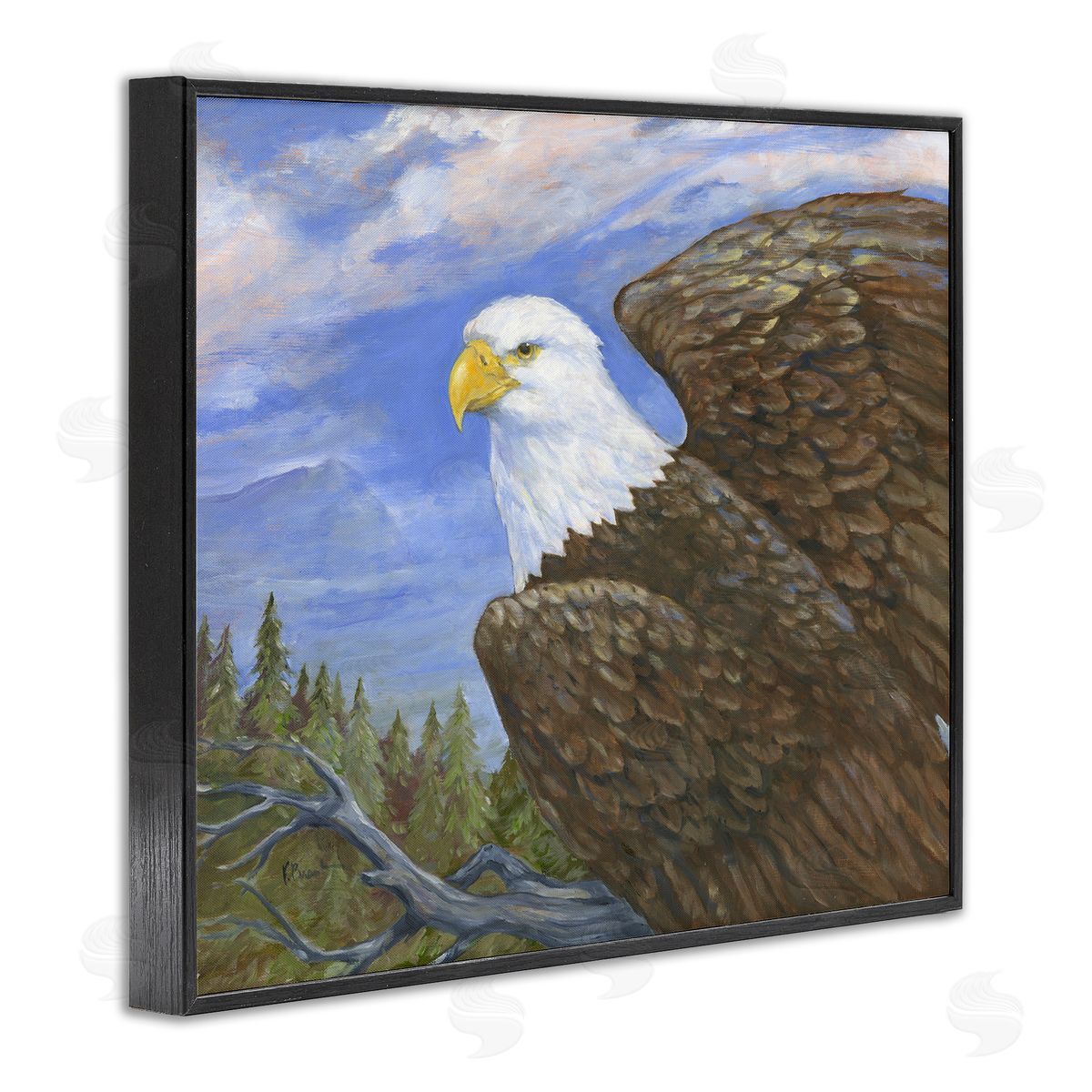 Eagle Overlook from Tree Top Black Frame Print Wall Art, Home Decor by Paul Brent