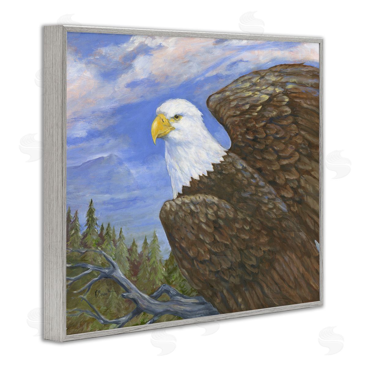 Eagle Overlook from Tree Top Grey Frame Print Wall Art, Home Decor by Paul Brent