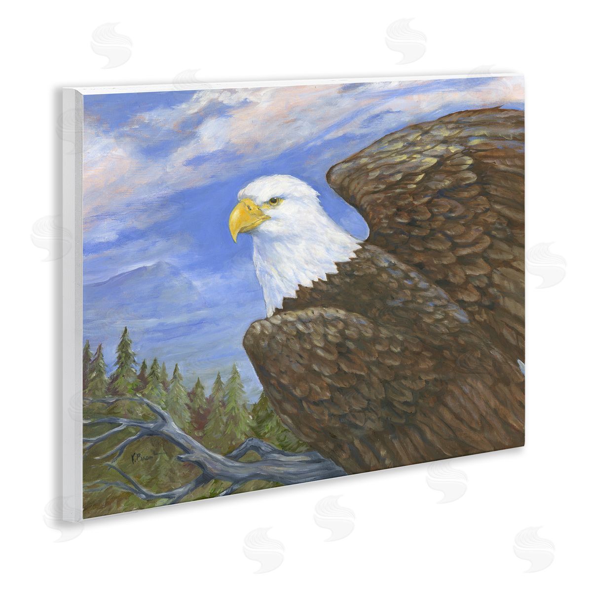 Eagle Overlook from Tree Top Wood Plaque Wall Art, Home Decor by Paul Brent