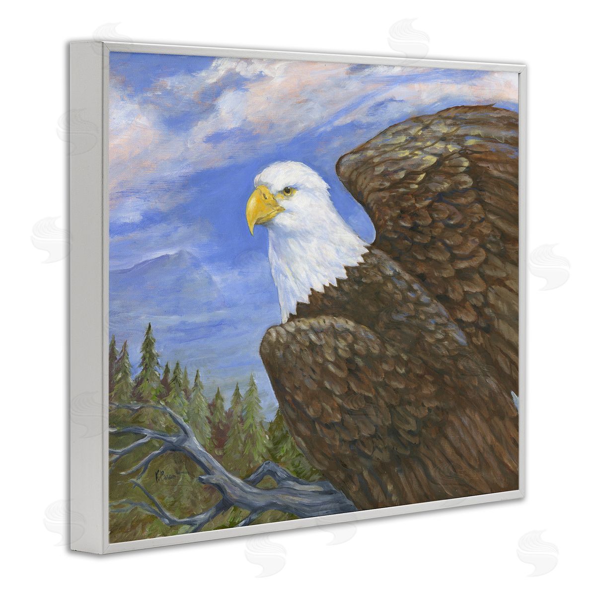 Eagle Overlook from Tree Top White Frame Print Wall Art, Home Decor by Paul Brent