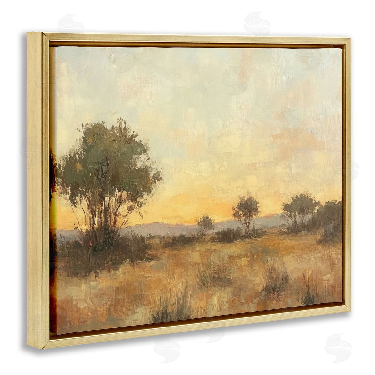 Honey Hued Horizon Gold Floating Frame Canvas Wall Art, Home Decor by Petal Prints Design
