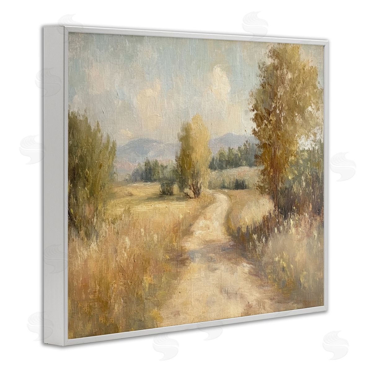 Gravel Road Landscape White Frame Print Wall Art, Home Decor by Petal Prints Design