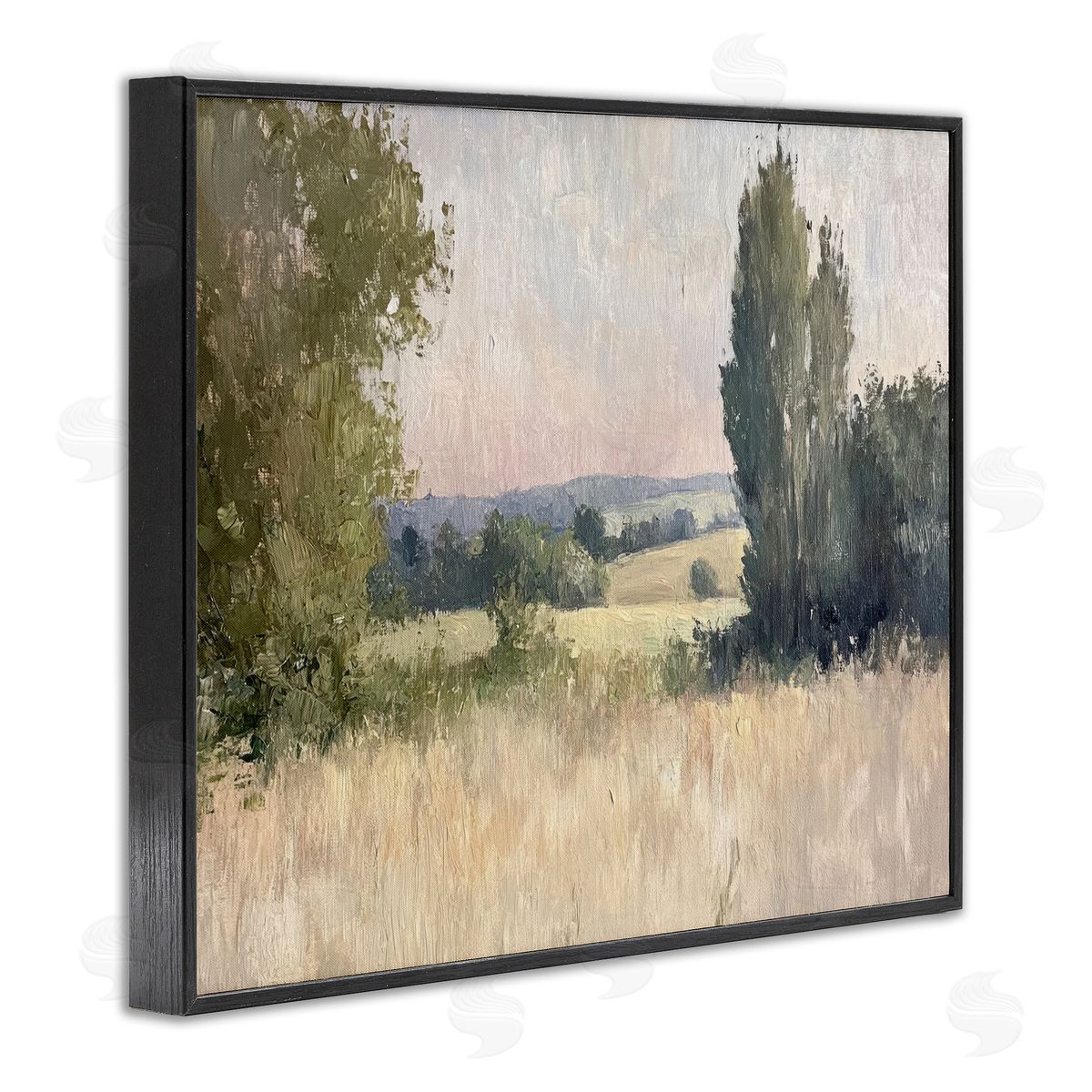 Tranquil Abstract Countryside Black Frame Print Wall Art, Home Decor by Petal Prints Design