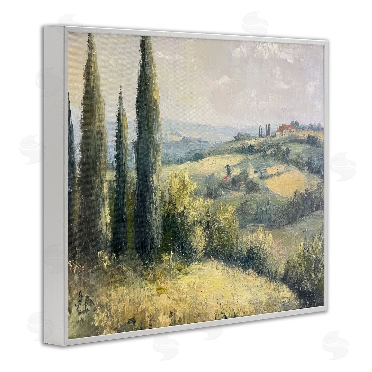 Rolling Hills Country View White Frame Print Wall Art, Home Decor by Petal Prints Design