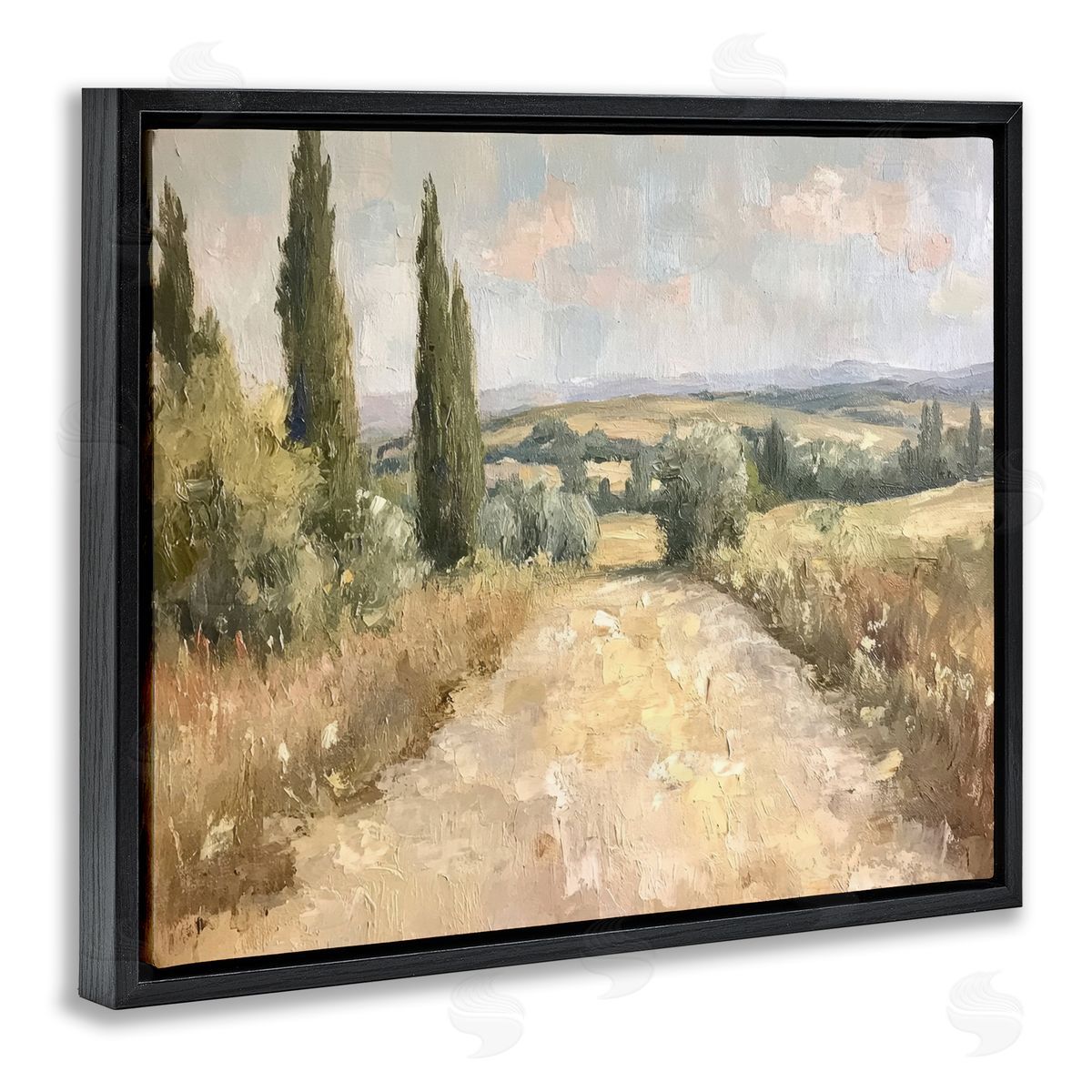 Rural Trail Landscape Black Floating Frame Canvas Wall Art, Home Decor by Petal Prints Design